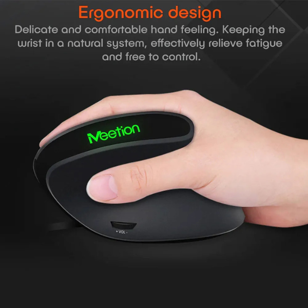 Meetion MT-M390 Vertical Wired Mouse – Ergonomic, LED, 5 Buttons#- Dokkantech
