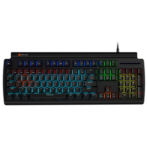 Meetion MK600RD red switch mechanical keyboard rainbow backlight Arabic – front view black and white