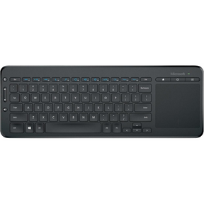 Microsoft wireless all-in-one media keyboard with trackpad Arabic – front view black