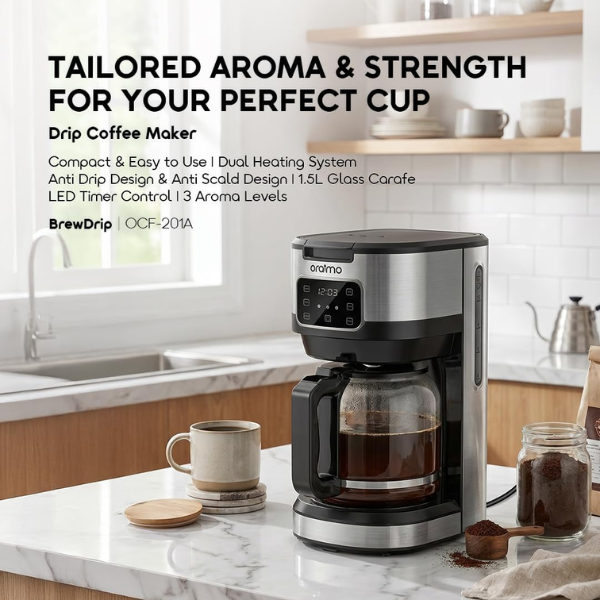 OraimoBrewDripCoffeeMaker900WTailoredAromaAndStrengthForYourCupBlackAroma -DokkanTech