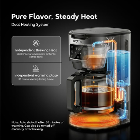 OraimoBrewDripCoffeeMaker900WTailoredAromaAndStrengthForYourCupBlackDualHeating -DokkanTech