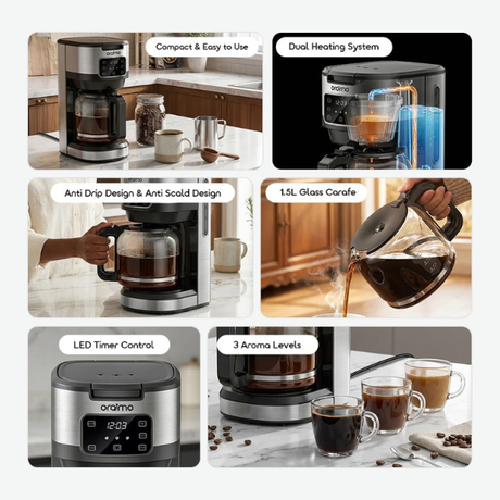 OraimoBrewDripCoffeeMaker900WTailoredAromaAndStrengthForYourCupBlackFeatures -DokkanTech