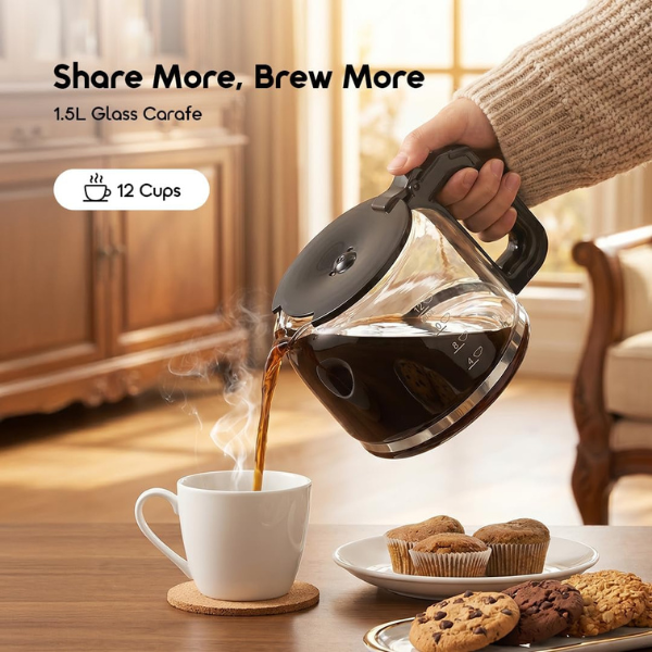 OraimoBrewDripCoffeeMaker900WTailoredAromaAndStrengthForYourCupBlackGlassCarafe -DokkanTech