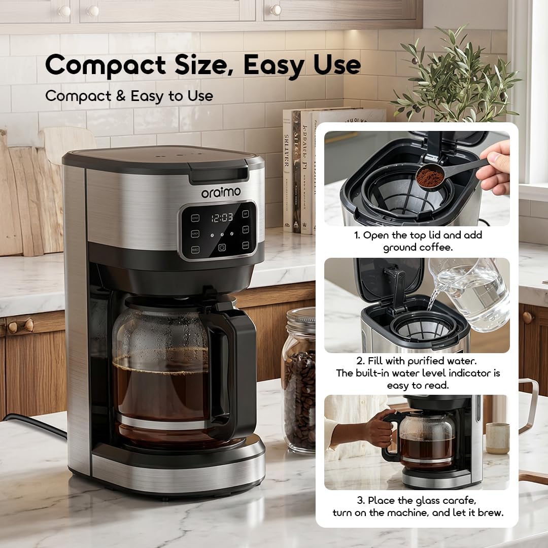OraimoBrewDripCoffeeMaker900WTailoredAromaAndStrengthForYourCupBlackSize -DokkanTech