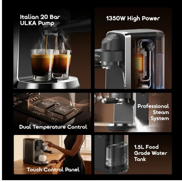 OraimoBrewSemiEspressoCoffeeMaker-Black-Features  7-DokkanTech 