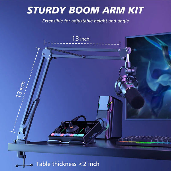 Maono PD200XS – boom arm and mic setup