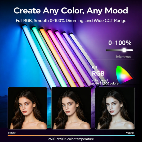 Photoolex B600S RGB LED tube light, feature highlight 2