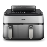 Philips NA555/09 5000 Series Dual Basket Airfryer 9L - Silver.