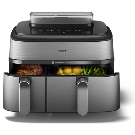 Philips NA555/09 5000 Series Dual Basket Airfryer 9L - Silver