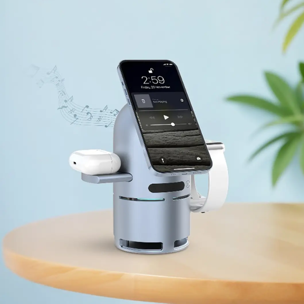 PowerologyQi2SpeakerChargeStation-Gray_1View 7 -DokkanTech 