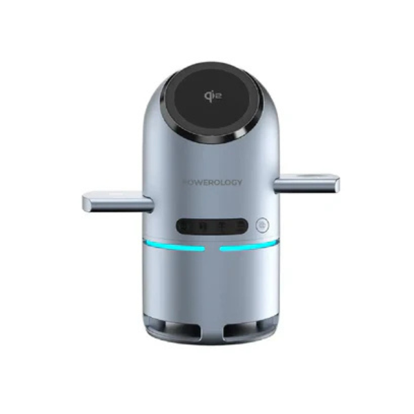 PowerologyQi2SpeakerChargeStation-Gray_1View 3 -DokkanTech 