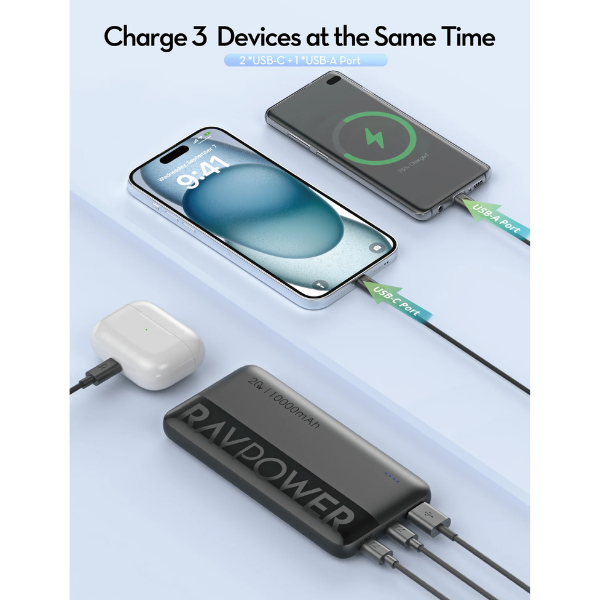 RAVPowerPD20W10000mAh3-PortPowerBank- DokkanTech