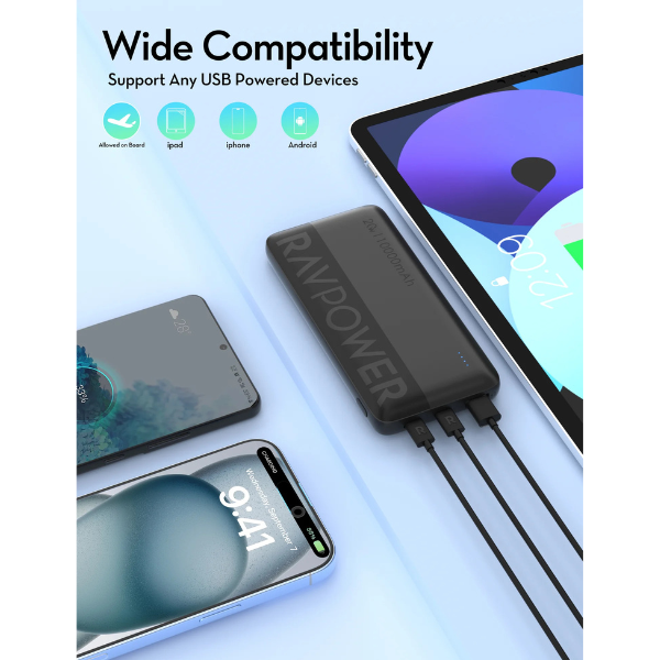 RAVPowerPD20W10000mAh3-PortPowerBank- DokkanTech