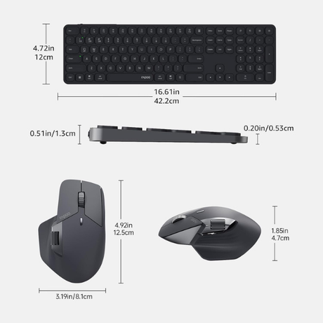 Rapoo9560MWirelessKeyboardandMouseComboAra-DarkGrey-DokkanTech#
