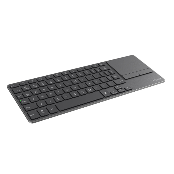 RapooE900Tmulti-modeWirelessUltra-slimKeyboardwithTouchpadAraLayout-DarkGrey-LeftView  -DokkanTech