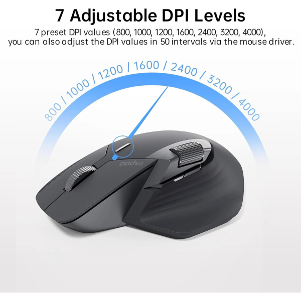 Rapoo MT760 Multi-mode Wireless Optical Mouse - Light Black