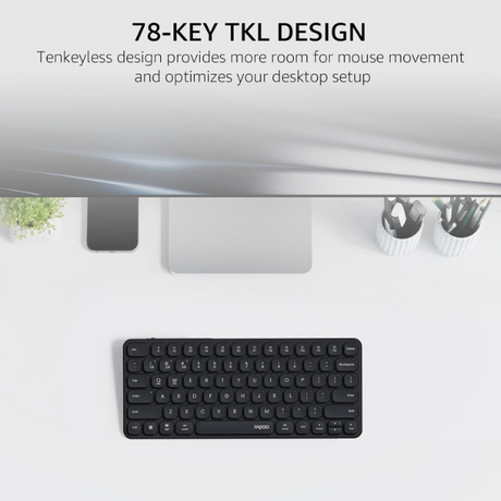 Rapoo Mini E9050L Wireless Keyboard – Light Grey, Arabic/English Layout-dokantech