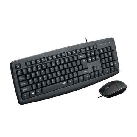 Rapoo NX1600 wired Arabic keyboard and optical mouse, product view 2
