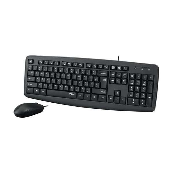 Rapoo NX1600 wired Arabic keyboard and optical mouse, product view 3