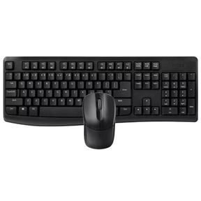 Rapoo X1800PRO wireless combo keyboard and mouse Arabic English – front view black