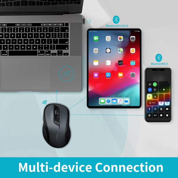 Rapoo M500 Silent Multi-mode Wireless Mouse - Black Feature dokkan tech.