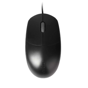 Rapoo N100 optical wired mouse ergonomic 1600 DPI – front view black