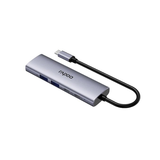 Rapoo XD51 5-in-1 USB-C Hub – Silvery Grey Tilt left from dokkan tech