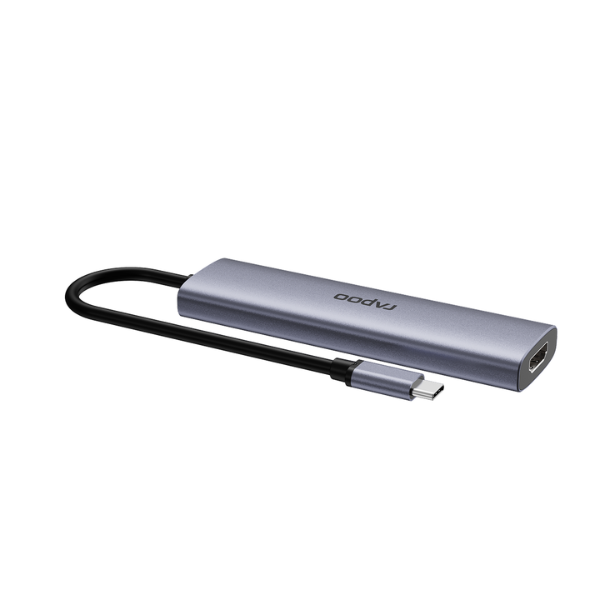 Rapoo XD61 6-in-1 USB-C Hub – Silvery Grey Flipped  dokkan tech