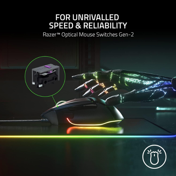 Razer Basilisk V3 35K – Fully Customizable Ergonomic Wired Gaming Mouse – Black- DokanTech #