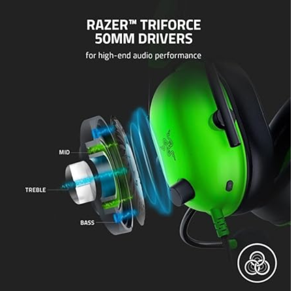 Razer BlackShark V2 X Wired Headset - Clear Sound & Noise Cancelling- Black and White