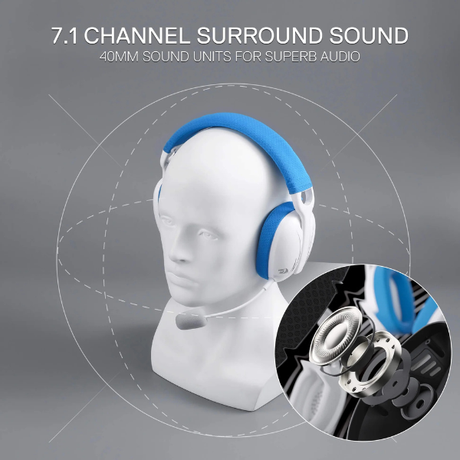 RedragonH878SkuldProLightweightWirelessGamingHeadset-BlueWhite7.1Sound -DokkanTech