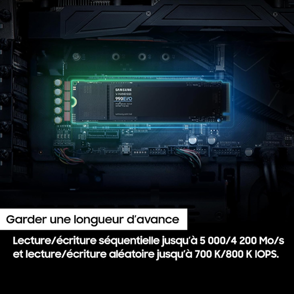 قرص SSD Samsung 990 EVO Plus بسعة 2 تيرابايت PCIe 4.0/5.0 NVMe - حتى 5000 ميجابايت/ثانية - MZ-V9E2T0BW