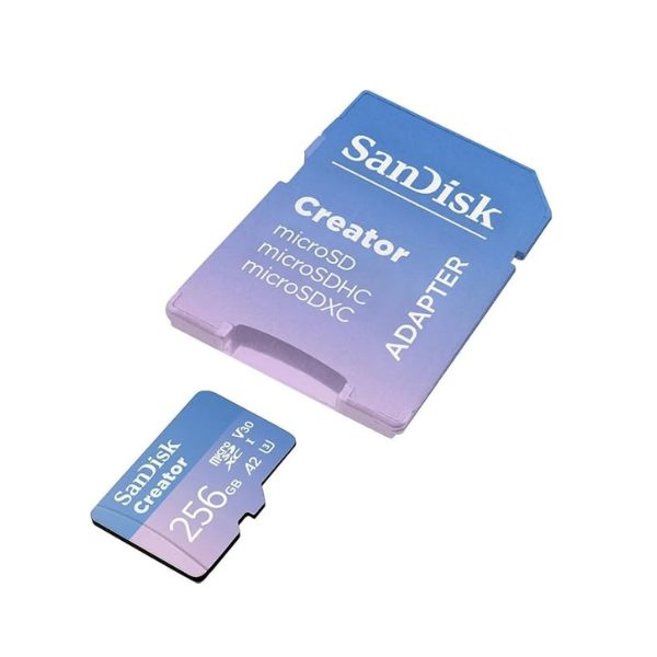SanDisk Creator 256GB microSDXC Card 190/130MB/s– With SD Adapter – SDSQXAV-256G-IN6MS-dokantech#