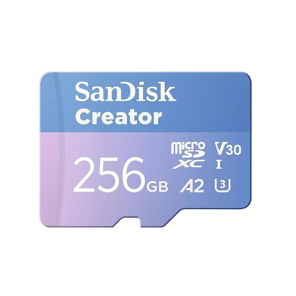 SanDisk Creator 256GB microSDXC Card 190/130MB/s– With SD Adapter – SDSQXAV-256G-IN6MS-dokantech#