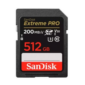 SanDisk Extreme Pro 512GB SD card 200MB/s 4K UHD – front view
