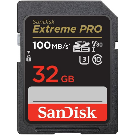 SanDisk Extreme Pro 32GB SD card 100MB/s – front view