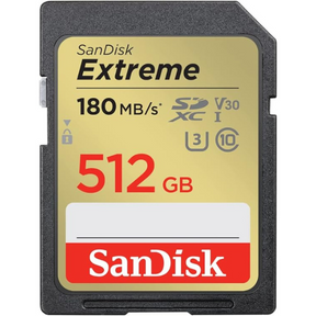 SanDisk Extreme 512GB SDXC 180MB/s – front view