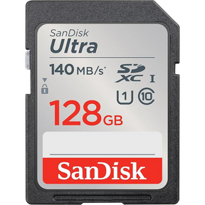 SanDisk Ultra 128GB SD card 140MB/s – front view