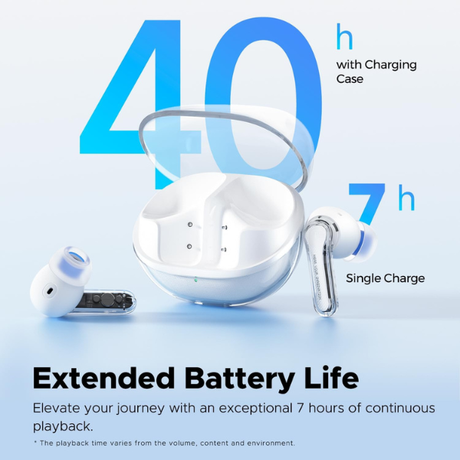 SoundPEATSClearIn-EarWirelessEarbudsStylishTransparentDesignBatteryWhite-DokkanTech