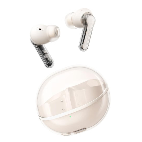 SoundPEATSClearIn-EarWirelessEarbudsStylishTransparentDesignEarbudsandCaseBeige-DokkanTech
