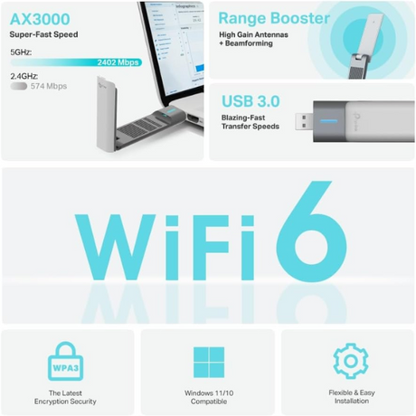 TP-Link Archer TX50UH AX3000 Wi-Fi 6 USB Adapter - Dokkantech