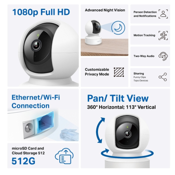 TapoC202PanTiltHomeSecurityCamera-White-Features -DokkanTech