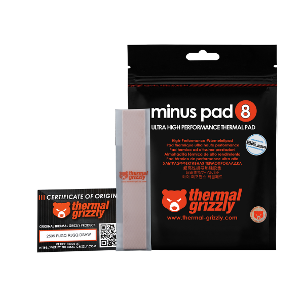Thermal Grizzly Minus Pad 8  High-Performance Thermal Pads  120x20 mm-(0.5mm, 1mm ) 2 Pieces per Pack- DokanTech #