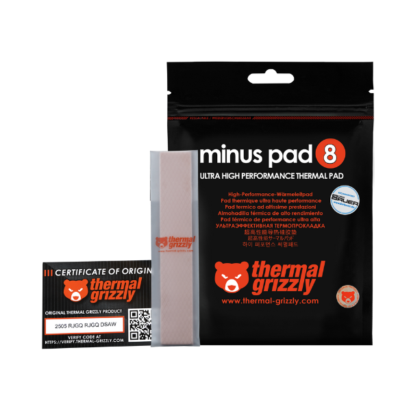 Thermal Grizzly Minus Pad 8  High-Performance Thermal Pads  120x20 mm-(0.5mm, 1mm ) 2 Pieces per Pack- DokanTech #