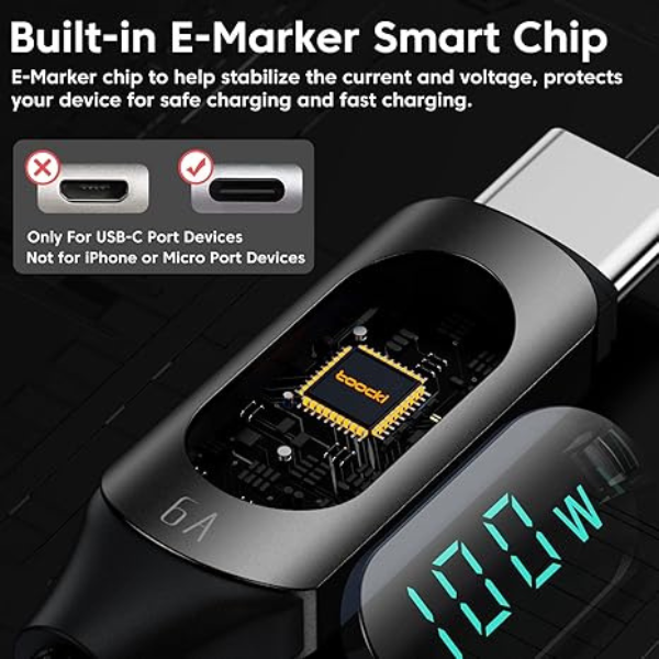 Toocki USB Type C to Type C Cable 100W PD Fast Charging Display Data 3ft Cable - DokanTech #