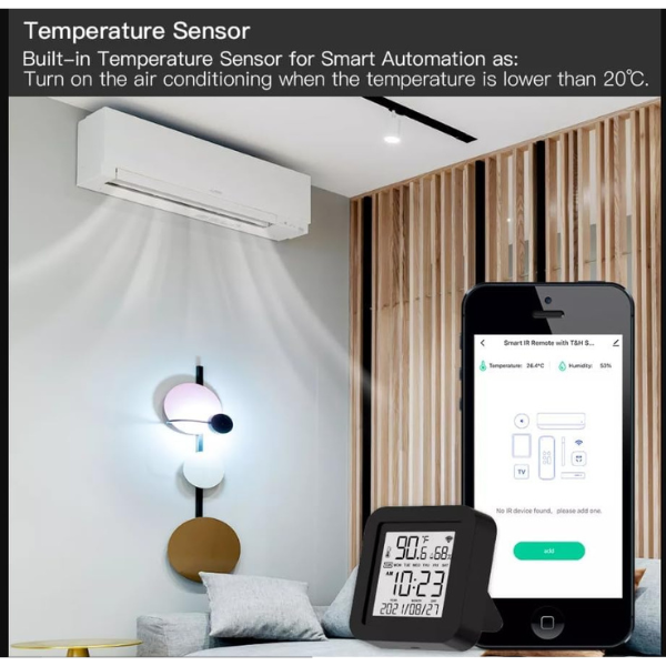 Tuya Smart Life S09 IR Remote Control with Temperature & Humidity Display for Air Conditioner - DokanTech #