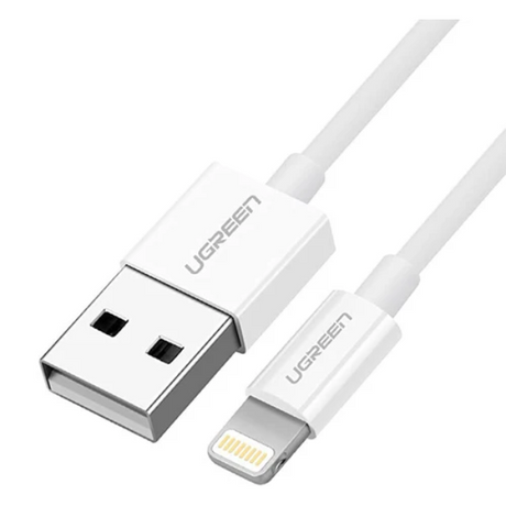 Ugreen US155 USB to Lightning charging cable 1M – front view white