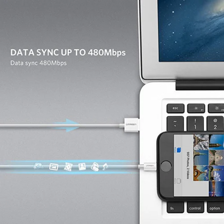 Ugreen US155 USB to Lightning Charging Cable, 1M - White - DokanTech #