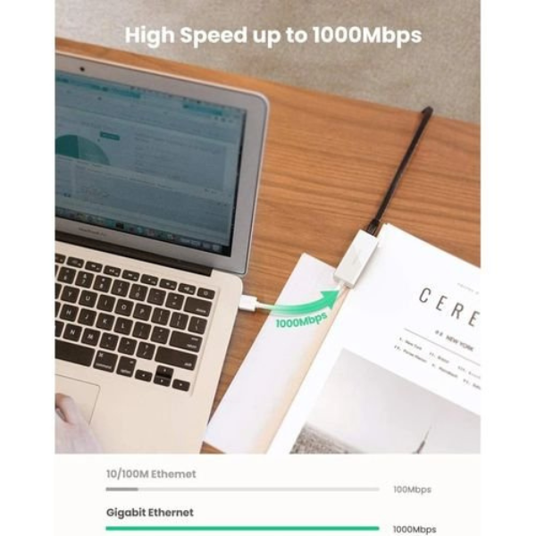 UgreenCR111USBtoLANRJ453.0GigabitEthernetAdapter-White--High-Speed Performance dokantech