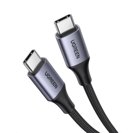 Ugreen US535 USB-C to USB-C 240W fast charging cable 1M – front view gray
